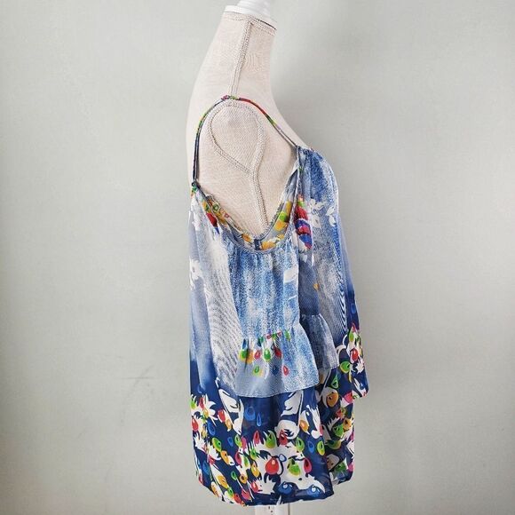 ENTRO OFF SHOULDER TOP FULLY LINED ADJUSTABLE STRAPS BELL SLEEVES SIZE MEDIUM - Picture 3 of 7